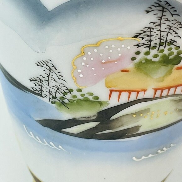 Vintage Fine Porcelain Moriage Vase Hand Painted Layered Enamel Gold Trim Japan - Picture 6 of 16